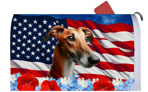 Greyhound Red - Best of Breed Patriotic Mailbox Cover Hi-Grade Vinyl 6" x 19"