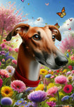 Greyhound Red - Best of Breed  Spring Butterflies Outdoor House and Garden Flag