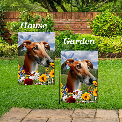 Greyhound Red - Best of Breed  Summer Fields Outdoor House and Garden Flag