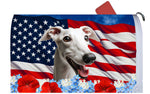 Greyhound White -  Best of Breed Patriotic Mailbox Cover Hi-Grade Vinyl 6" x 19"