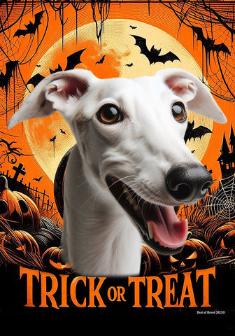 Greyhound White -  Best of Breed  Halloween Outdoor House and Garden Flag