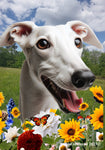 Greyhound White -  Best of Breed  Summer Fields Outdoor House and Garden Flag