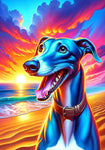 Greyhound Blue - Best of Breed DCR Summer Sunset Outdoor House and Garden Flag