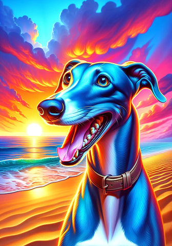 Greyhound Blue - Best of Breed DCR Summer Sunset Outdoor House and Garden Flag