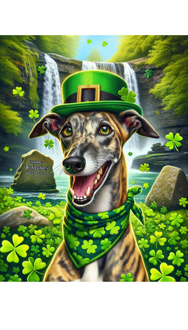 Greyhound Brindle - Best of Breed DCR Saint Patricks Day Day Outdoor House and Garden Flag