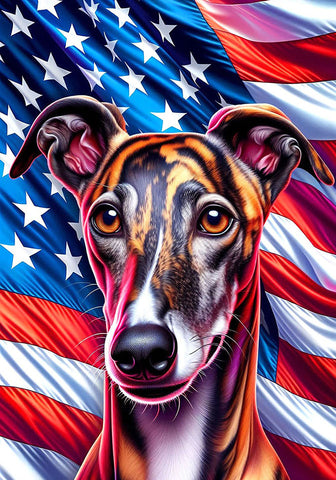Greyhound Brindle - Best of Breed DCR Patriotic III   Outdoor House and Garden Flag