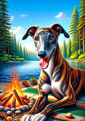 Greyhound Brindle - Best of Breed DCR Summer Camping   Outdoor House and Garden Flag