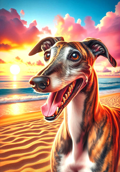 Greyhound Brindle - Best of Breed DCR Summer Sunset Outdoor House and Garden Flag