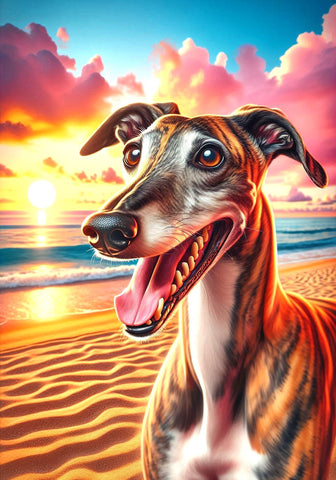 Greyhound Brindle - Best of Breed DCR Summer Sunset Outdoor House and Garden Flag