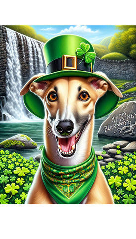 Greyhound Fawn - Best of Breed DCR Saint Patricks Day Day Outdoor House and Garden Flag