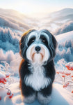 Havanese Black and White- Best of Breed DCR Winter Berries Outdoor House and Garden Flag