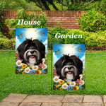 Havanese B/W - Best of Breed  Summer Butterflies Outdoor House and Garden Flag