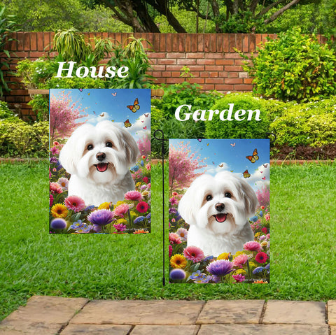 Havanese Cream - Best of Breed  Spring Butterflies Outdoor House and Garden Flag