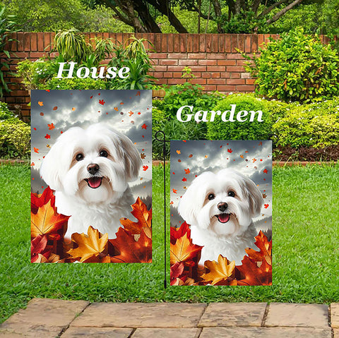 Havanese Cream - Best of Breed  Fall Leaves Outdoor House and Garden Flag