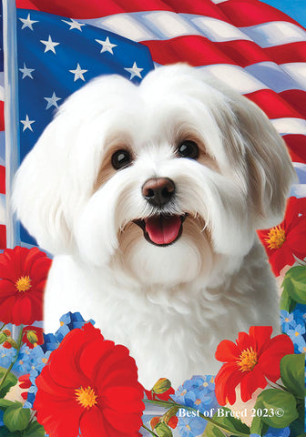 Havanese Cream - Best of Breed  Patriotic I All-American Outdoor House and Garden Flag