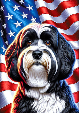 Havanese Black and White- Best of Breed DCR Patriotic III   Outdoor House and Garden Flag