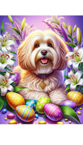 Havanese Cream- Best of Breed DCR Easter Holiday    Outdoor House and Garden Flag