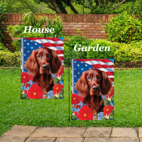 Irish Setter - Best of Breed  Patriotic I All-American Outdoor House and Garden Flag