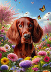 Irish Setter - Best of Breed  Spring Butterflies Outdoor House and Garden Flag