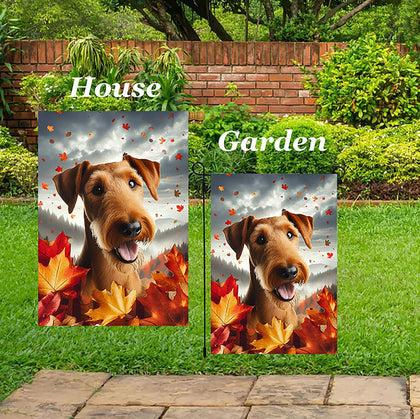 Irish Terrier - Best of Breed  Fall Leaves Outdoor House and Garden Flag