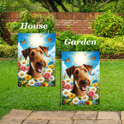 Irish Terrier - Best of Breed  Summer Butterflies Outdoor House and Garden Flag