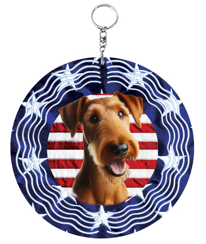 Irish Terrier - Best of Breed  Stars and Stripes Aluminum 10" Wind Spinner