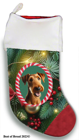Irish Terrier - Best of Breed  Christmas Stocking 13.5"  Red Gaming Cloth with Red Lining ,Plush White Cuff