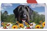 Irish Wolfhound Black - Best of Breed Summer Flowers Mailbox Cover Hi-Grade Vinyl 6" x 19"