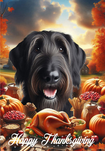 Irish Wolfhound Black - Best of Breed  Thanksgiving Outdoor House and Garden Flag