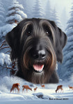 Irish Wolfhound Black - Best of Breed  Winter Wonderland Outdoor House and Garden Flag