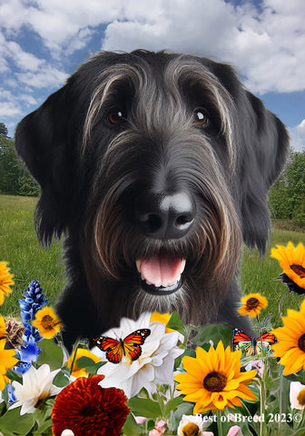 Irish Wolfhound Black - Best of Breed  Summer Fields Outdoor House and Garden Flag