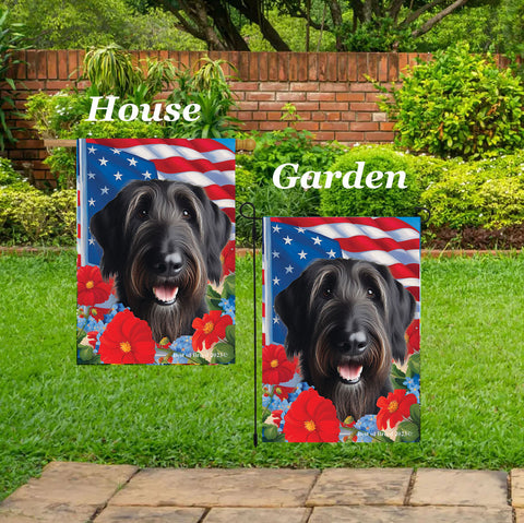 Irish Wolfhound Black - Best of Breed  Patriotic I All-American Outdoor House and Garden Flag