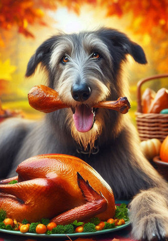 Irish Wolfhound Blue -  Best of Breed DCR Thanksgiving Outdoor House and Garden Flag