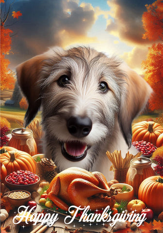 Irish Wolfhound Fawn -  Best of Breed  Thanksgiving Outdoor House and Garden Flag