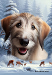 Irish Wolfhound Fawn -  Best of Breed  Winter Wonderland Outdoor House and Garden Flag