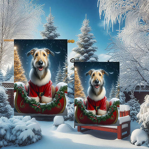 Irish Wolfhound Fawn -  Best of Breed DCR Christmas Outdoor House and Garden Flag