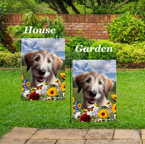 Irish Wolfhound Fawn -  Best of Breed  Summer Fields Outdoor House and Garden Flag