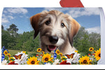 Irish Wolfhound Fawn -  Best of Breed Summer Flowers Mailbox Cover Hi-Grade Vinyl 6" x 19"