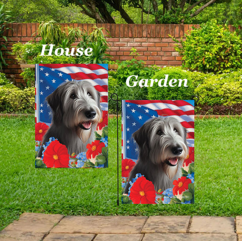 Irish Wolfhound Grey - Best of Breed  Patriotic I All-American Outdoor House and Garden Flag