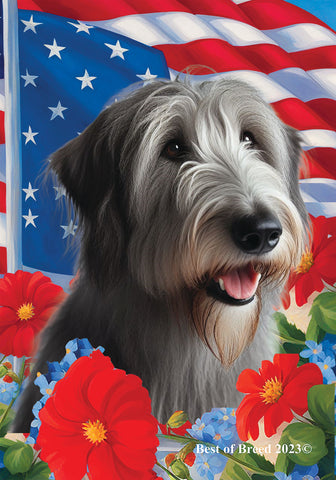 Irish Wolfhound Grey - Best of Breed  Patriotic I All-American Outdoor House and Garden Flag