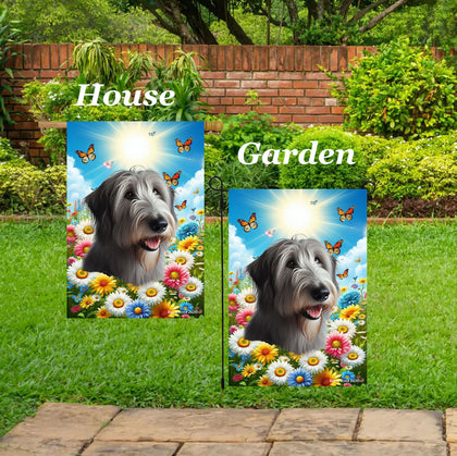 Irish Wolfhound Grey - Best of Breed  Summer Butterflies Outdoor House and Garden Flag