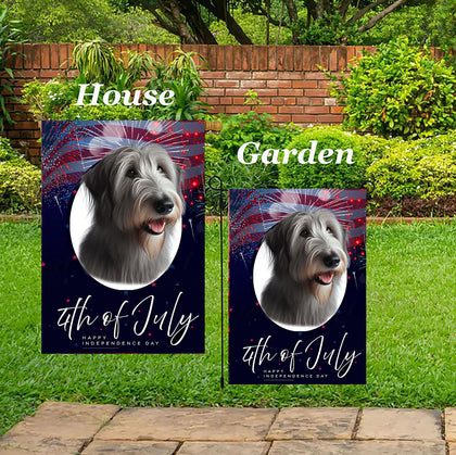Irish Wolfhound Grey - Best of Breed  Independence Day July 4th Fourth of July   Outdoor House and Garden Flag