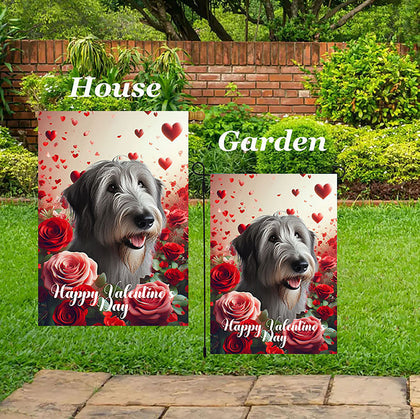 Irish Wolfhound Grey - Best of Breed  Valentine's Day Outdoor House and Garden Flag