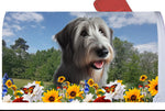 Irish Wolfhound Grey - Best of Breed Summer Flowers Mailbox Cover Hi-Grade Vinyl 6" x 19"