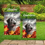 Irish Wolfhound Grey - Best of Breed  Fall Leaves Outdoor House and Garden Flag
