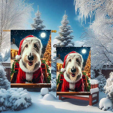 Irish Wolfhound White -  Best of Breed DCR Christmas Outdoor House and Garden Flag