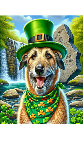 Irish Wolfhound Fawn -  Best of Breed DCR Saint Patricks Day Day Outdoor House and Garden Flag