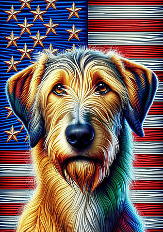 Irish Wolfhound Fawn -  Best of Breed DCR Patriotic III   Outdoor House and Garden Flag