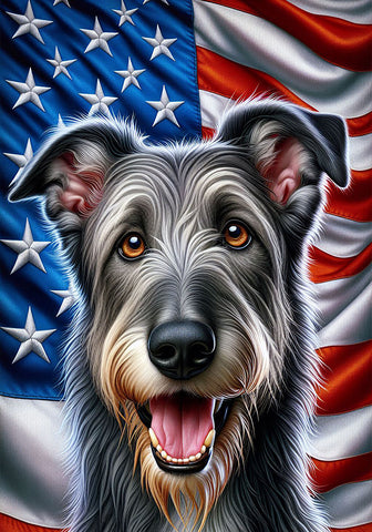 Irish Wolfhound Grey -  Best of Breed DCR Patriotic III   Outdoor House and Garden Flag