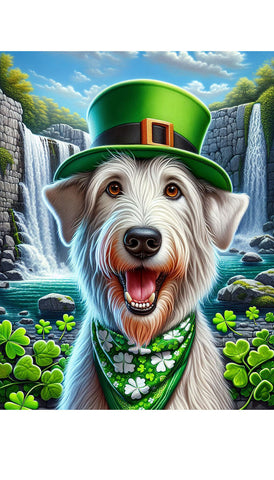 Irish Wolfhound White -  Best of Breed DCR Saint Patricks Day Day Outdoor House and Garden Flag